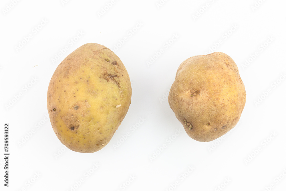 Potatoes isolated on white background Top view. Potatoes isolated on white background Top view.