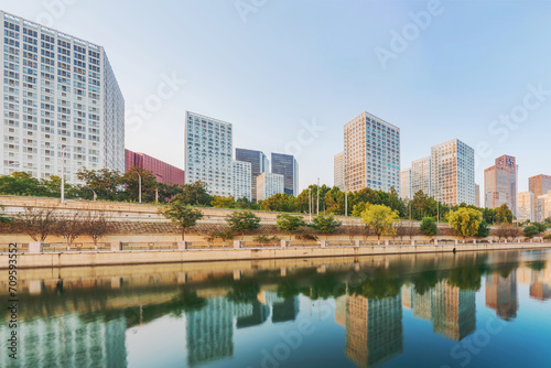 The modern urban architecture skyline and ancient canal scenery of Beijing  the capital of China 