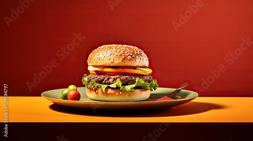 Commercial Shot of Delicious Burger on Epic Minimal Background © ZEKINDIGITAL