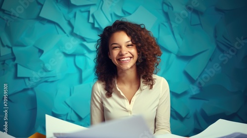 Radiant Woman Holds Papers