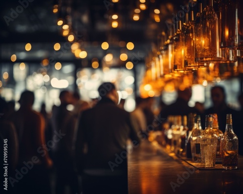 Wallpaper Mural People are standing in a bar with bottles and glasses. Generative AI. Torontodigital.ca