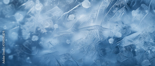 Abstract ice pattern. Frozen window. Winter style wallpaper with copy space. © Mik Saar