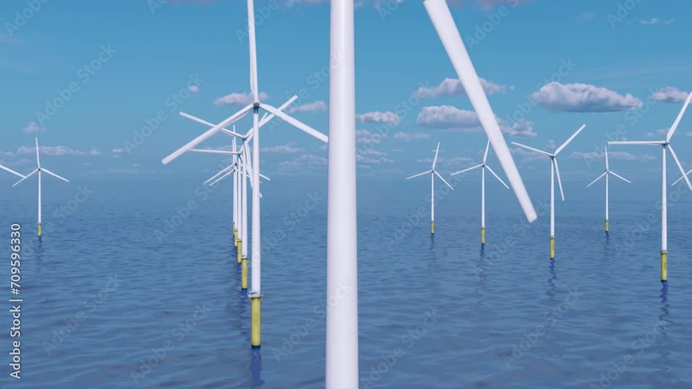 The camera shows a wind farm at close range. The concept of The camera shows a wind farm at close range. The concept of