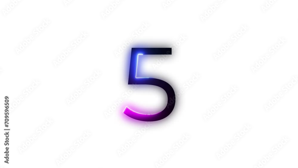 Neon number 5 with alpha channel, neon number five Neon number 5 with alpha channel, neon number five