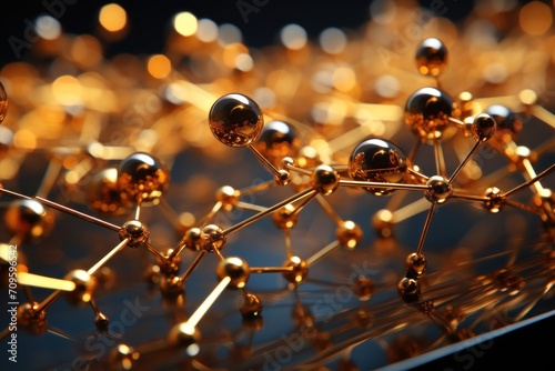  a close up of a metal structure with many balls and lines of varying sizes and colors on a black background.