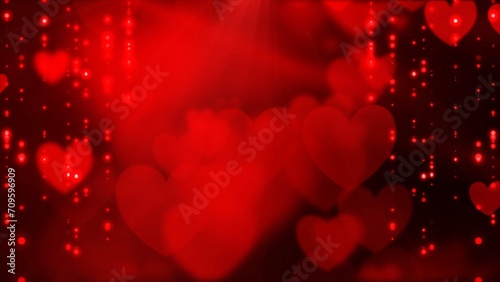 valentines day background with hearts red bokeh elements decoration for romantic love holiday.