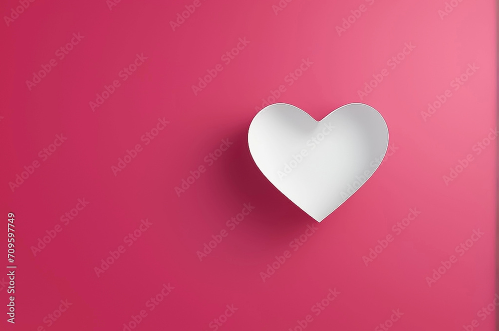 White heart on red background