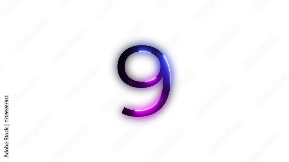 Neon number 9 with alpha channel, neon number nine Neon number 9 with alpha channel, neon number nine