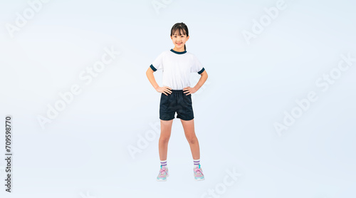 体操服を着た女の子（切り抜き背景透過PNGも販売しております。作成者リンクから「PNG」で検索してください） © metamorworks