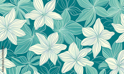 Simple turquoise flower pattern  Generative AI