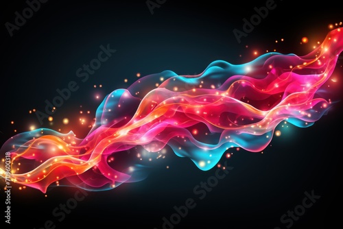  a colorful wave of smoke on a black background with a blue and red swirl in the middle of the image.