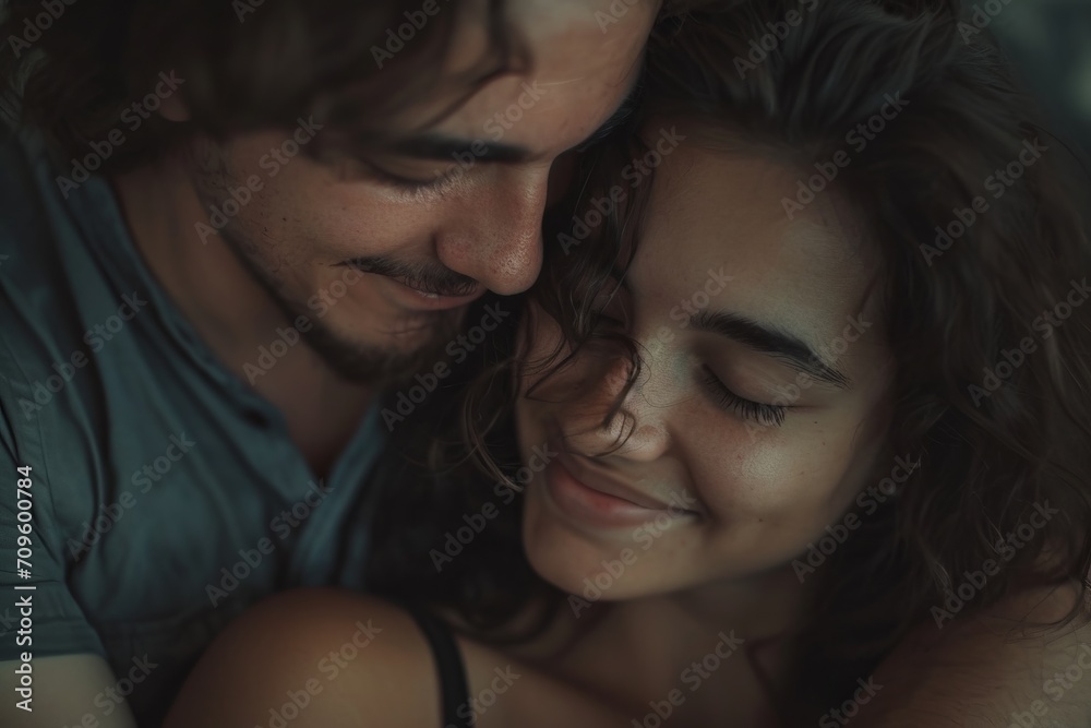 Intimate couple sharing a tender moment, with soft focus and warm tones conveying affection and closeness. Intimate couple sharing a tender moment, with soft focus and warm tones conveying affection and closeness.