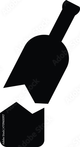 Broken glass bottle icon. Flat design. Vector Image Of Broken Glass Bottle, Bottle broken into two halves. Broken, cracked glass bottle. Glass trash. Garbage, recycle concept. editable stoke vector.