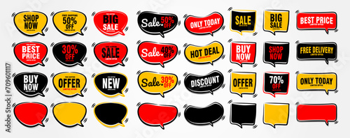 Collection of brush stroke sale, stickers and tags banners, sales label collection, Vector empty price tags.Template of price tags, labels, Paper discounts