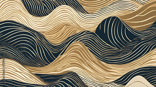"Japanese Style Wave Line Background in Vector Art"
