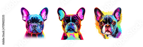 Bulldog neon set. Vector illustration design. photo