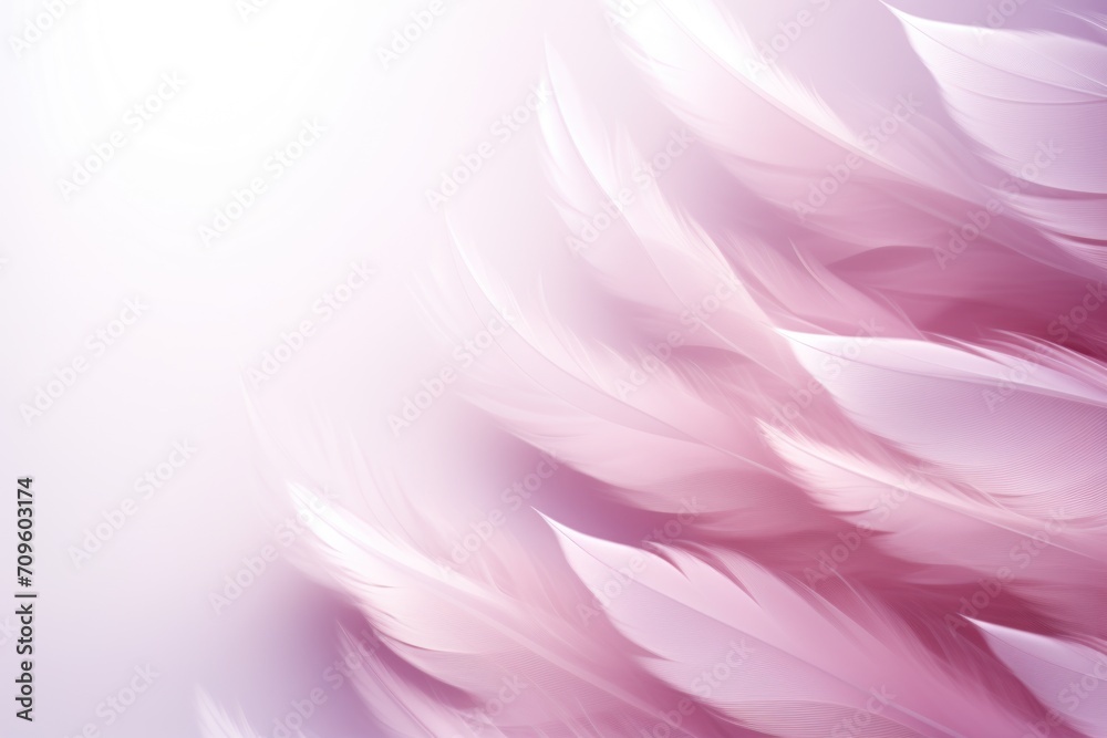 a close up of a pink and white background with a blurry image of a bird's wing in the foreground.