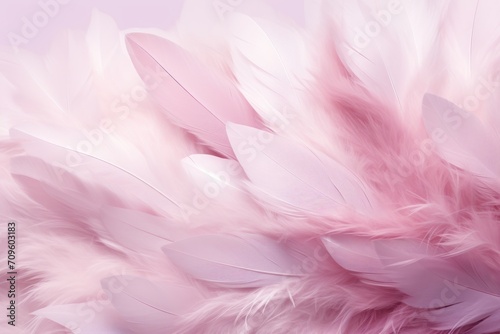  a close up view of a pink and white feather on a pink and white background with a blurry image of the feathers.
