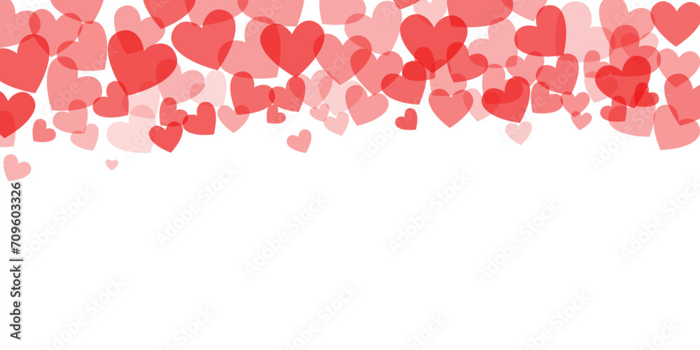 Red heart vector confetti, valentine day falling stars border, greeting concept, isolated Red heart vector confetti, valentine day falling stars border, greeting concept, isolated