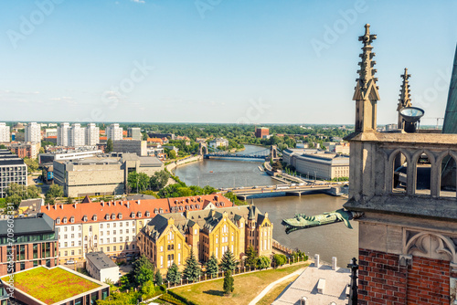 Poland, Lower Silesian Voivodeship, Wroclaw, Oder river seen from Cathedral of St. John Baptist photo