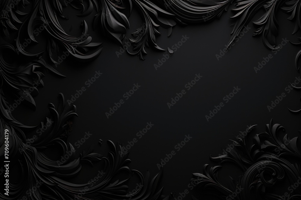  a black background with a bunch of black swirls on the bottom of it and a black background with a bunch of black swirls on the top of the bottom of it.