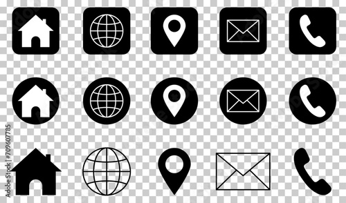 Contact us icons set. Vector illustration isolated on transparent background