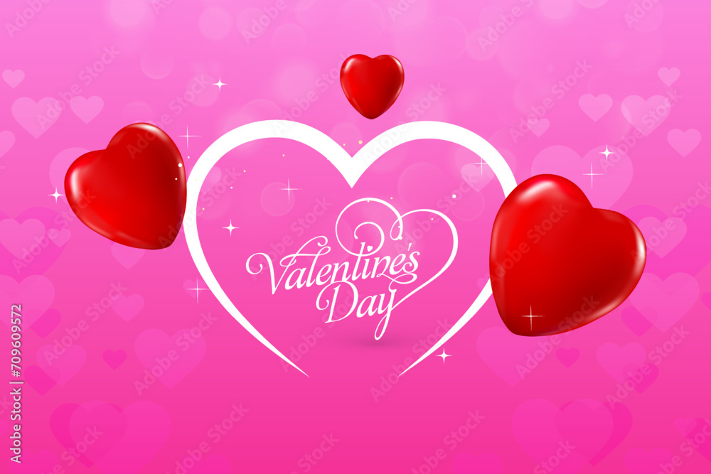 Valentines day background with heart pattern and typography of happy valentines day