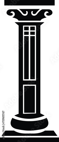 vector pillar background design art, Medieval Symbol, Pillar icon in filled flat logo template, black logo element, law justice logo icon, building construction architecture logo, Trendy style vector.