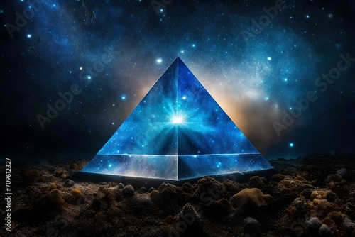 unederwater deepsea glowing blue galactical pyramid