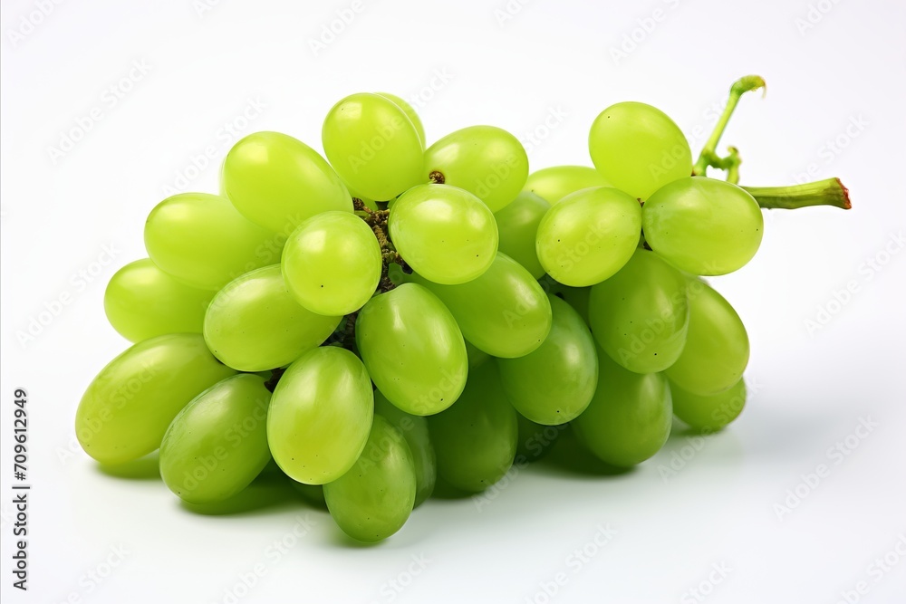 Fresh green grape isolated on white background   high quality detailed image for advertising