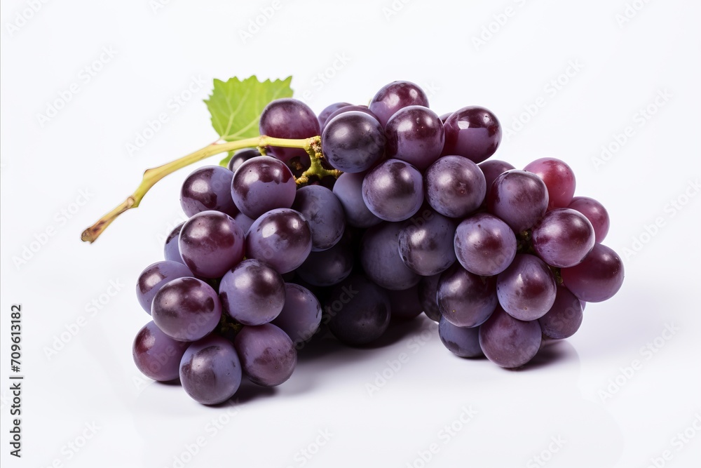 High quality detailed purple grape isolated on white background for advertising purposes