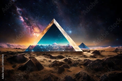 surreal galactic glowing pyramid   conspiracy theory and dimensional portal