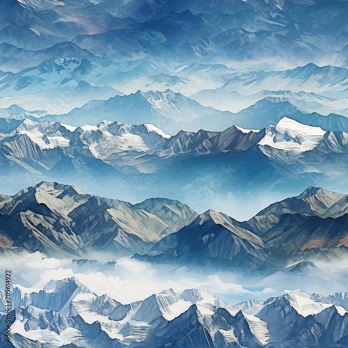 Seamless, top view of mountain ranges