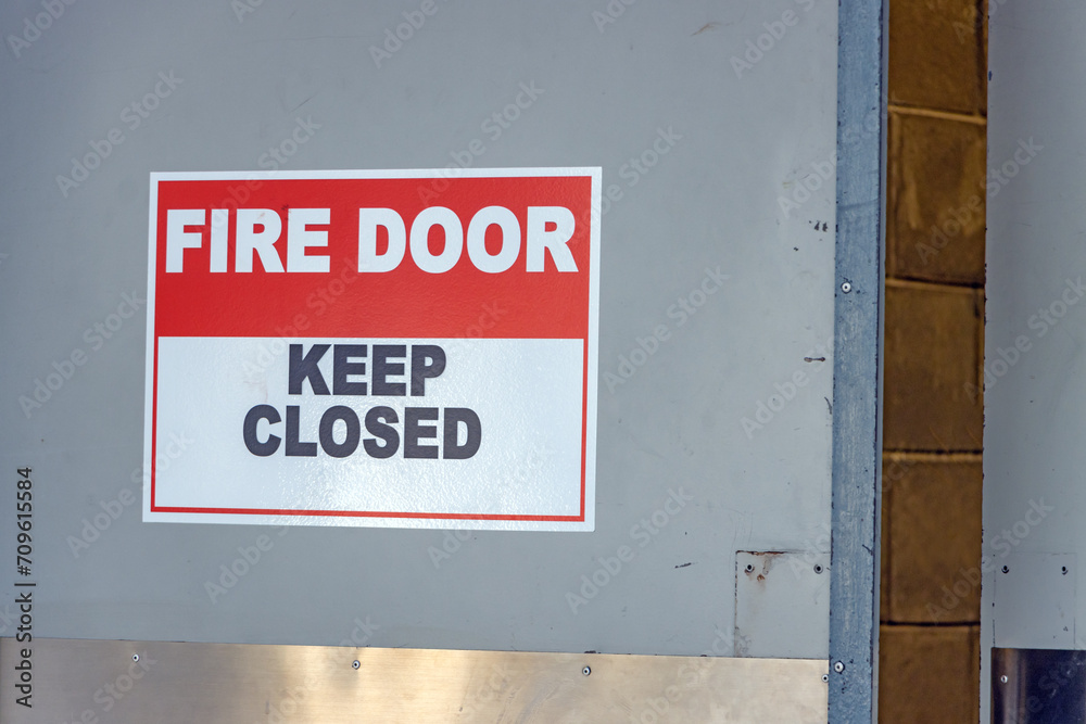 Open fire door with keep closed sign