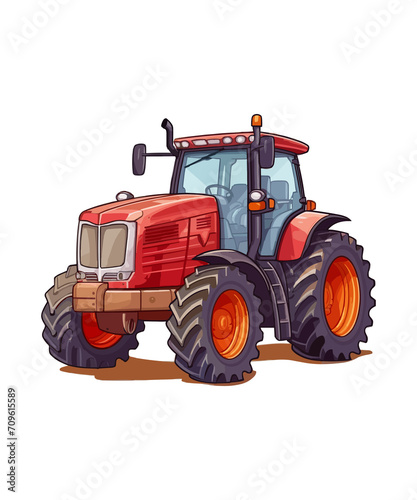 Tractor flat illustration vector  tractor flat vector design  modern farm tractor 