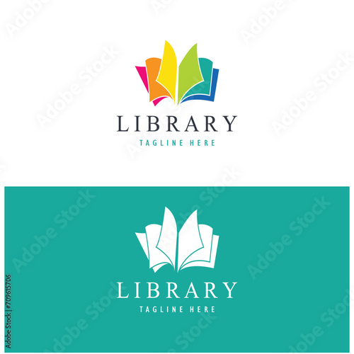book or library logo for bookstores, book companies, publishers, encyclopedias, libraries, education, digital books, vectors