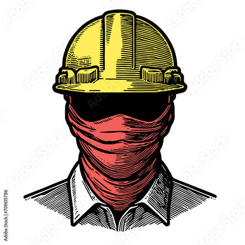 Illustration of a person wearing a safety helmet