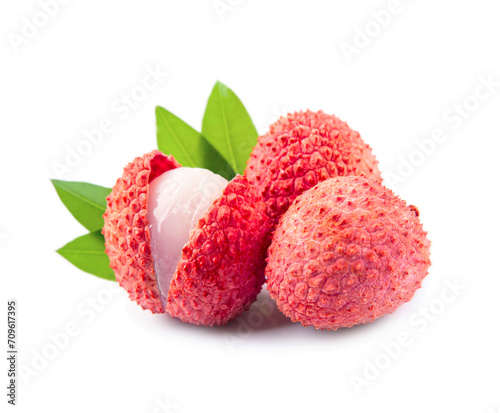 Lychee . Tropical fruits on white backgrounds