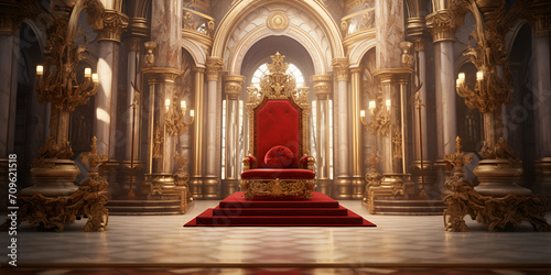 A realistic fantasy Red gold interior of the royal palace