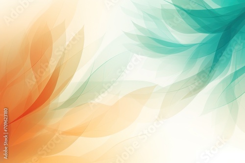  a blurry image of a green, orange, and white background with a blue and orange feather on the left side of the image.
