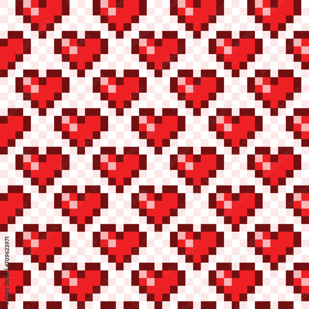 Fototapeta premium The seamless red background with hearts. 