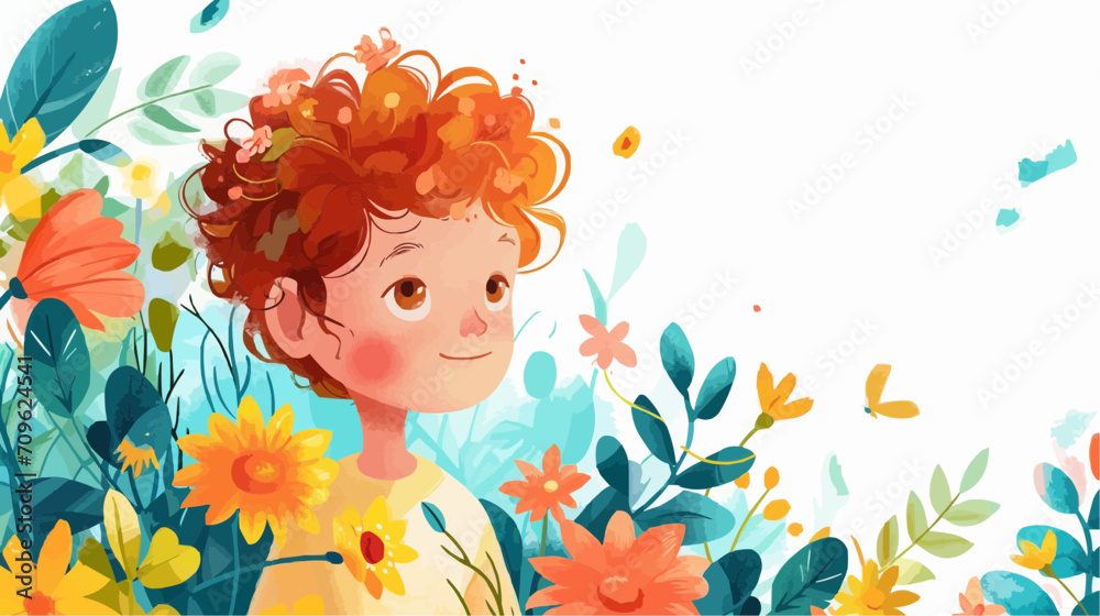 child with flowers child with flowers
