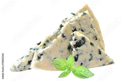 Canvastavla Blue cheese isolated on white background