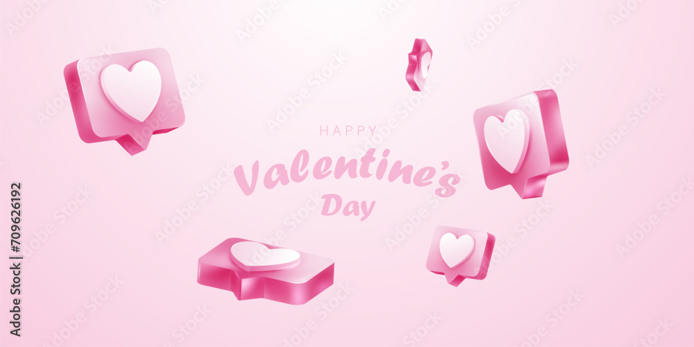 Obraz premium Happy Valentine's Day poster or voucher design. Beautiful background, vector illustration