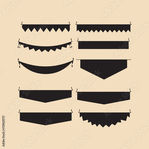 party flag Banner silhouette set