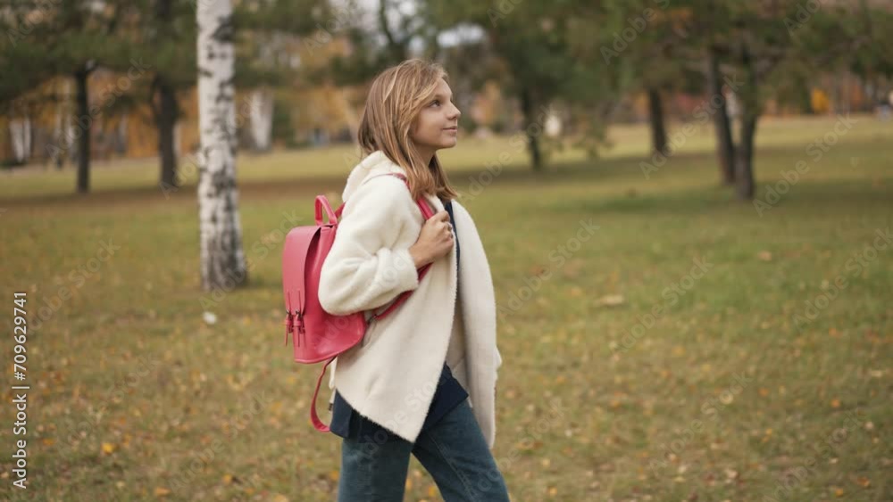 Girl walk to the school Girl walk to the school