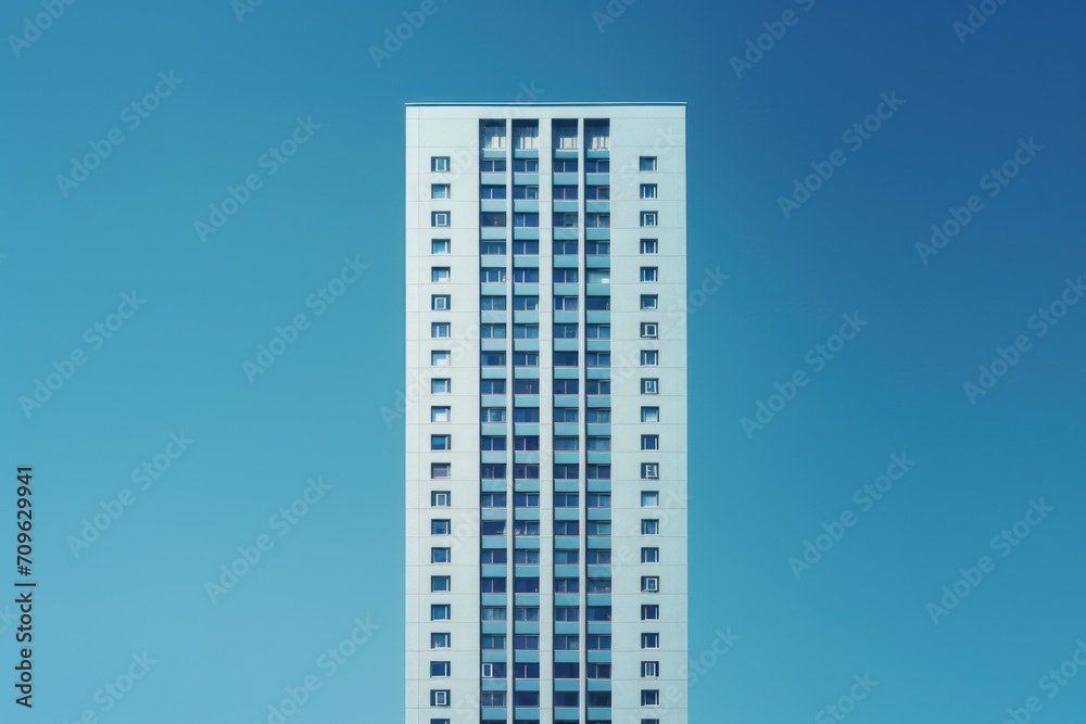 a tall white building sitting on the side of a road next to a tall building with a clock on it's side. a tall white building sitting on the side of a road next to a tall building with a clock on it's side.