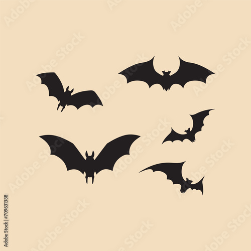 bat set Clipart icon silhouette