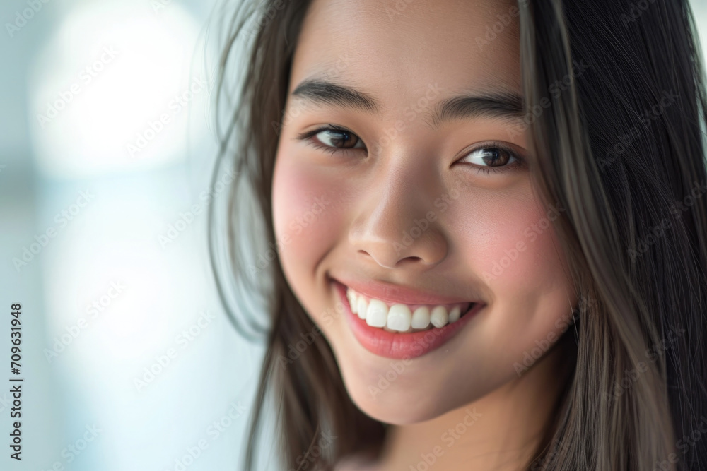 Stunning Closeup Of An Asian Woman With A Radiant Smile - Ideal For Advertising And Web Design