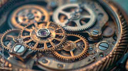 A detailed close-up of a vintage pocket watch showing intricate gears and springs.